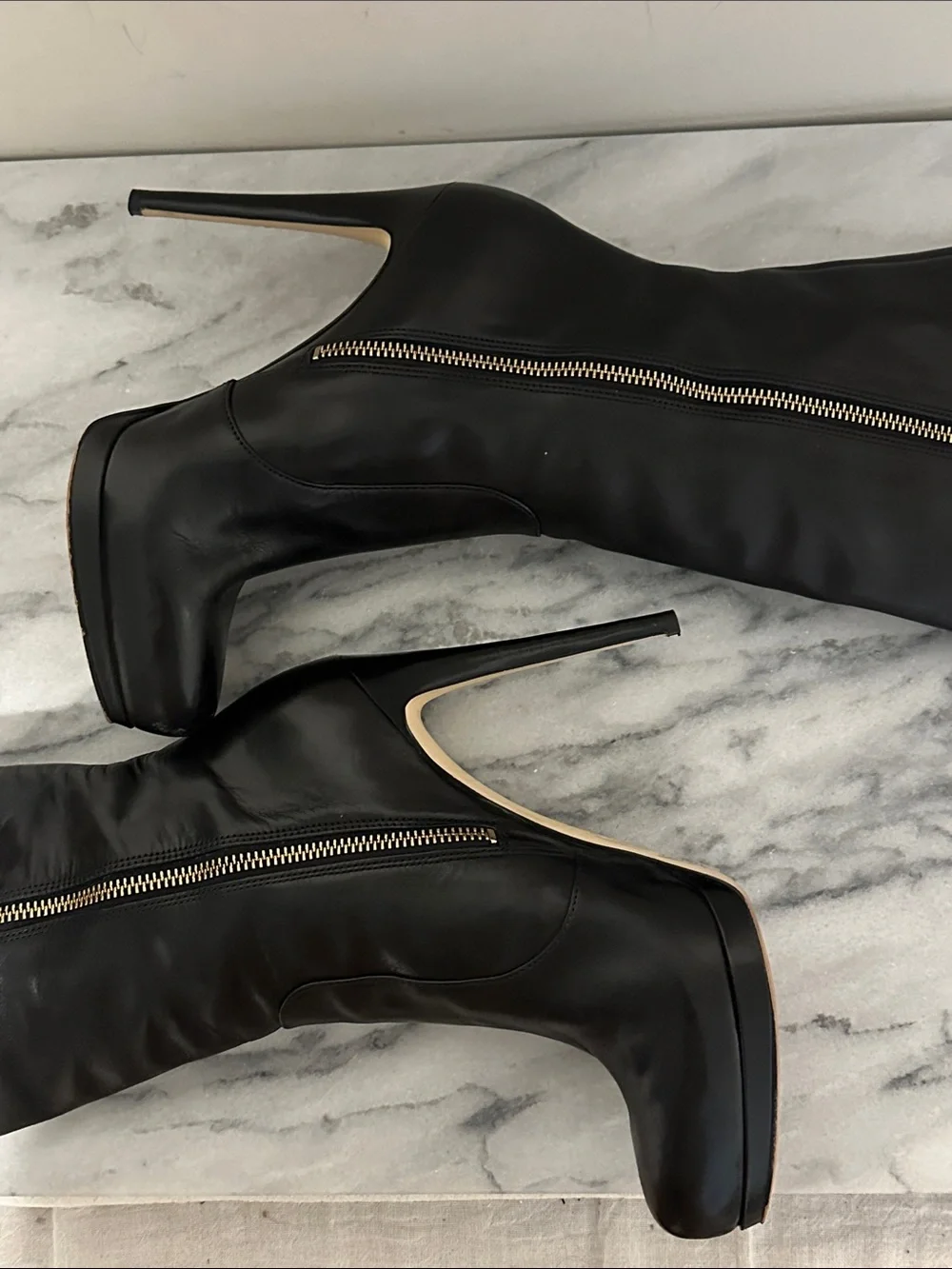 MICHAEL Michael Kors Hayley Heeled Boots Two-Tone Black Brown Leather 7M EUC